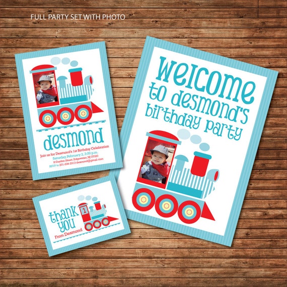 Printable Train Birthday Photo Customized Invitation Diy Etsy