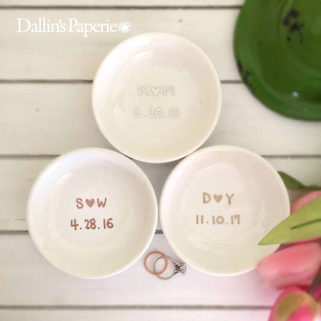 Personalized RING DISH, Engagement Gift Mug, Hand Drawn, Hand Painted