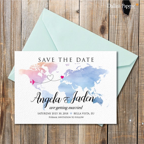 Watercolor Wedding Invitation Destination Wedding Invitation Etsy