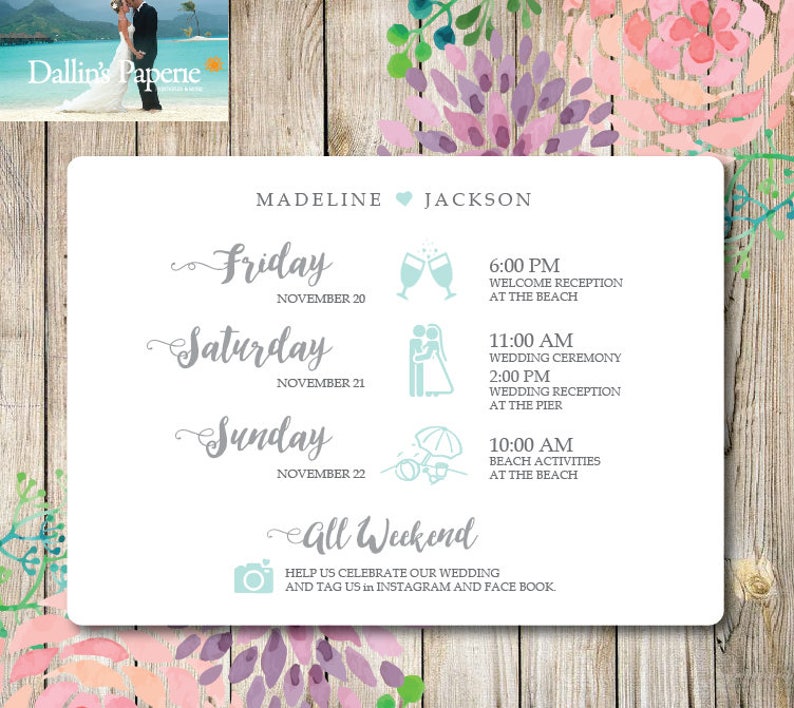 Destination Wedding Timeline Printable Wedding Itinerary Etsy