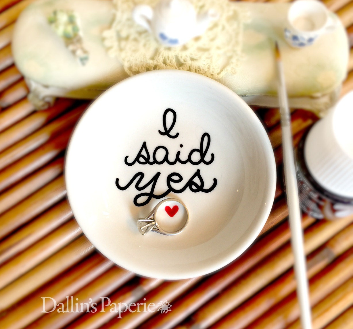 Engagement Ring Dish Engagement Gift I Said Yes Hand Etsy Canada