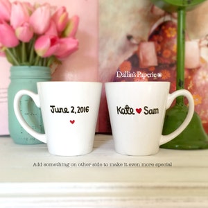 Personalized mug, Engagement Gift Mug, She said yes mug, He put a ring on it mug, Hand painted, His and hers mugs, latte mug image 3