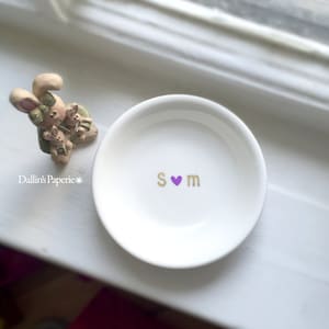 Personalized RING DISH, Engagement Gift Mug, Hand painted, Bridal shower gift, Customized Ring dish, Gold wedding gift, trinket dish