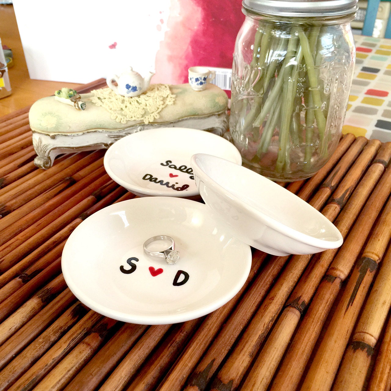 Personalized RING DISH Engagement Gift Mug Hand Painted Etsy