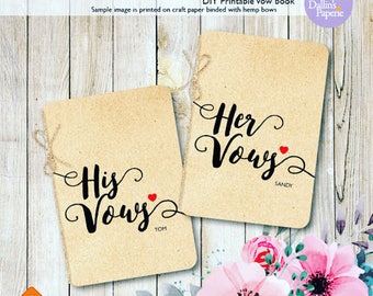 Personalized Wedding Vow Books, Printable vow books, DIY wedding vow books, His vows, Her vows, Wedding printables SALE