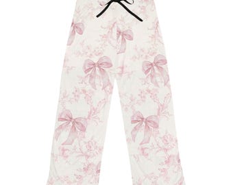 Pink Bow Toile Pajama Pants | All-over print loungewear
