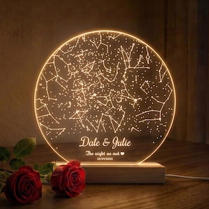 Personalised Couple Gift, Heart Constellation Lamp, Anniversary Gift for for Him, Custom Night Sky, GA114