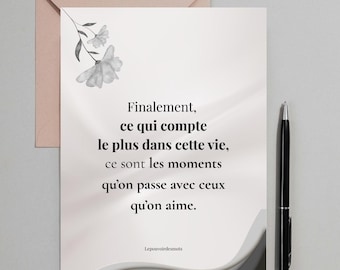 Postal con cita positiva - Lo que más importa - Tarjeta minimalista - Tarjeta inspiradora - Idea de regalo - Postal blanca