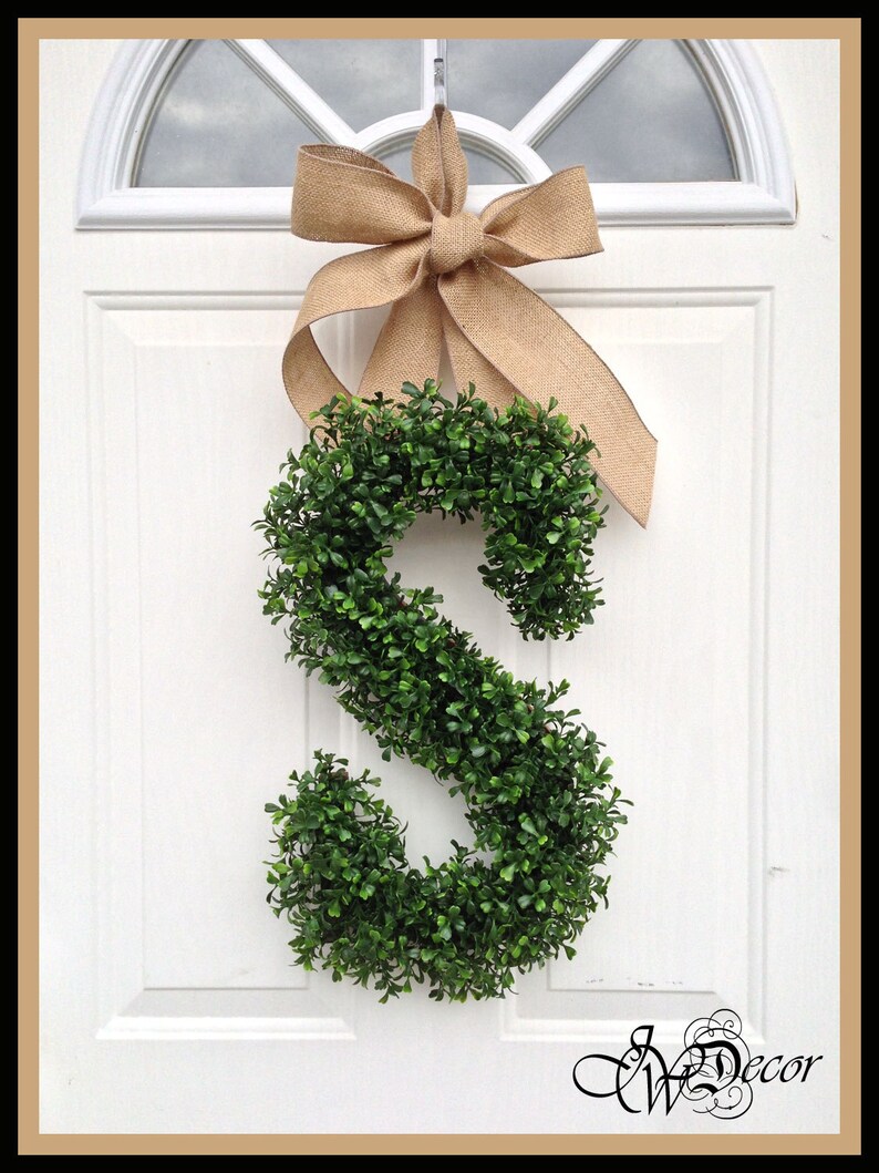 Monogram Wreath Wreaths Year Round Wreath Door Arificial Etsy