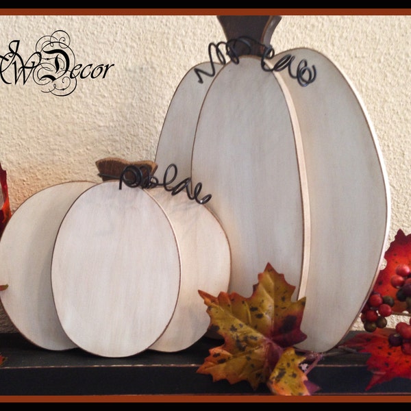 White Pumpkin, Thanksgiving decor, Wood Pumpkins Rustic Wood Pumpkin, Wooden Pumpkin, Freestanding set of 2 Fall De
