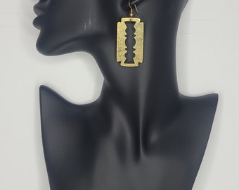 African hand made brass drop earrings