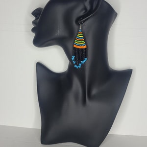 East African masai inspired hand made beaded colorful drop earrings