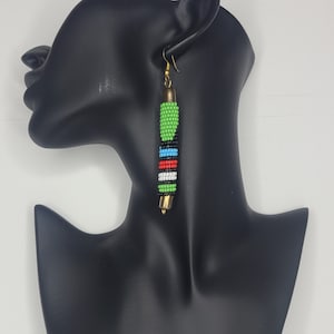 East African masai inspired hand made beaded colorful drop earrings