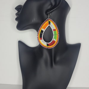 East African masai inspired hand made beaded colorful drop earrings