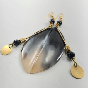 African hand made bone drop earrings