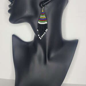 East African masai inspired hand made beaded colorful drop earrings