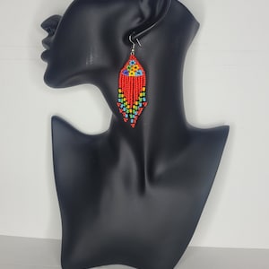 East African masai inspired hand made beaded colorful drop earrings