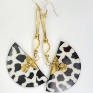 African hand made bone drop earrings