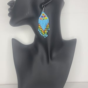 East African masai inspired hand made beaded colorful drop earrings