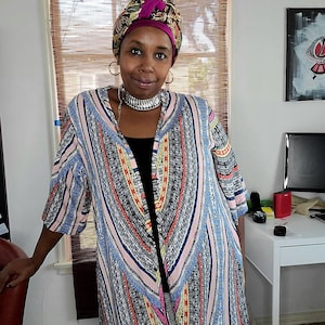 Long floral outlet duster cardigan