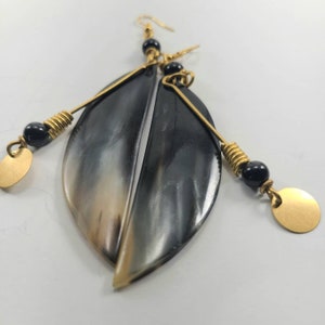African hand made bone drop earrings
