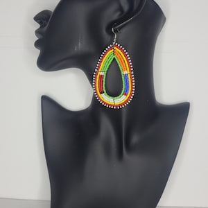East African masai inspired hand made beaded colorful drop earrings