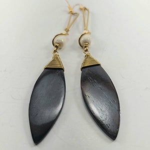 African hand made bone drop earrings