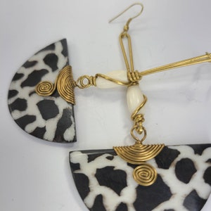 African hand made bone drop earrings