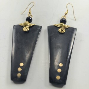 African hand made bone drop earrings