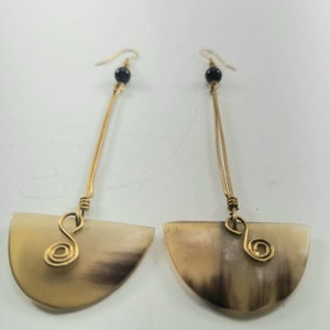 African hand made bone drop earrings