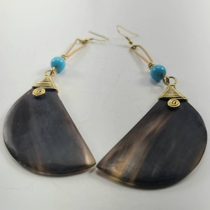 African hand made bone drop earrings