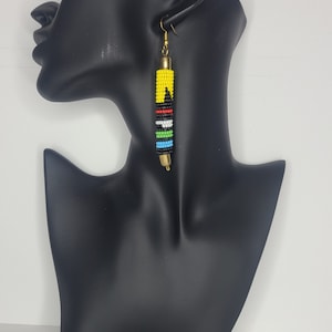 East African masai inspired hand made beaded colorful drop earrings