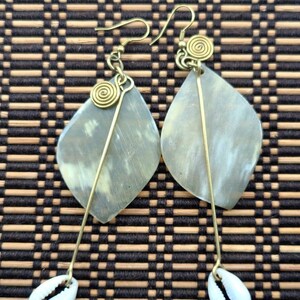 African hand made bone drop earrings