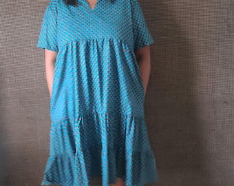 African Print Cotton Shift Dress: Women's Summer Dress with Pockets