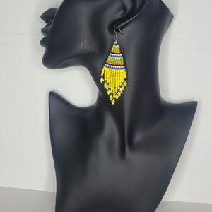 East African Maasai inspired hand made beaded colorful drop earrings
