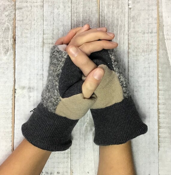 Mitones de suéter de lana dedos suéteres reciclados - España