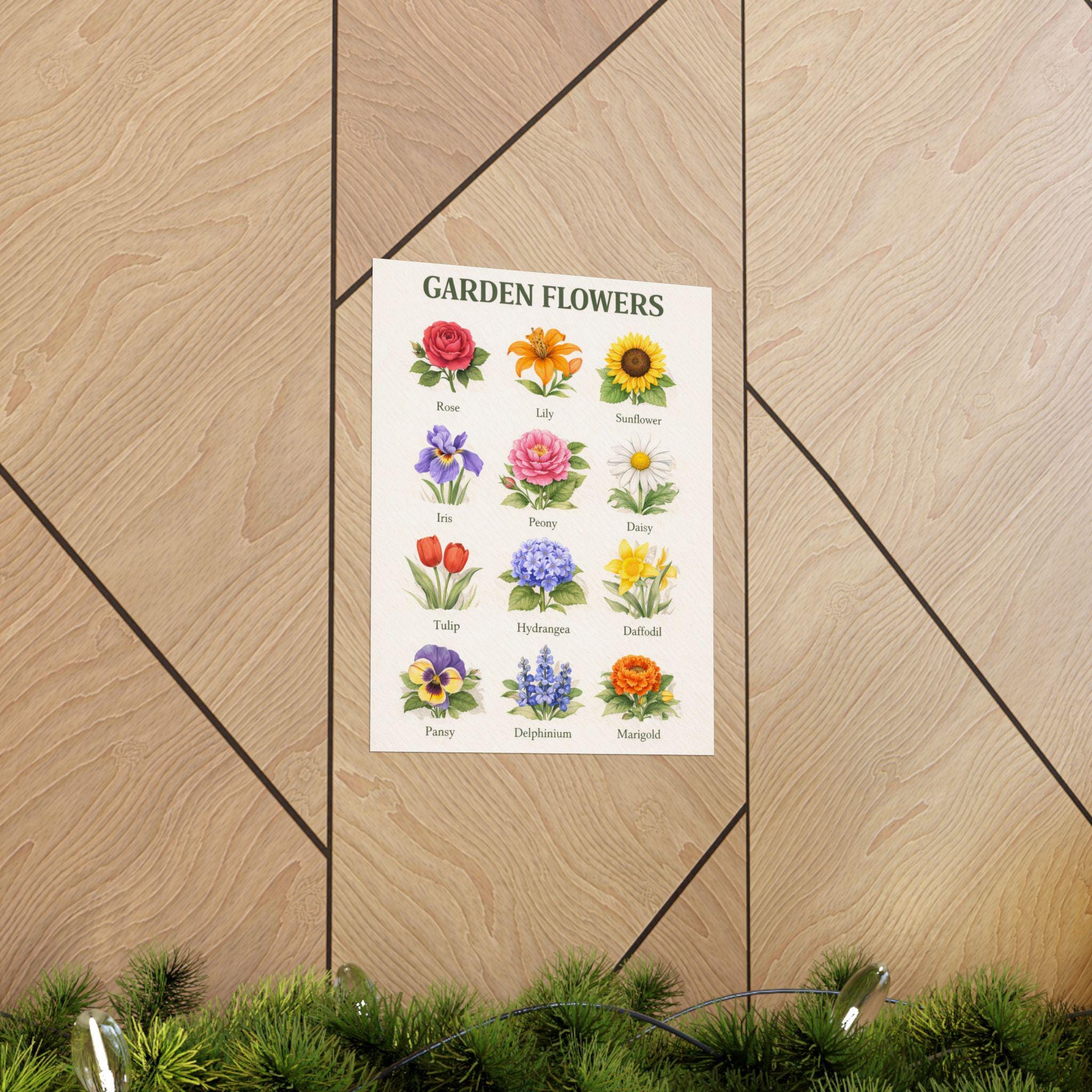 Garden Flowers Botanical Print Vintage Flower Chart Poster Wall Art - Etsy