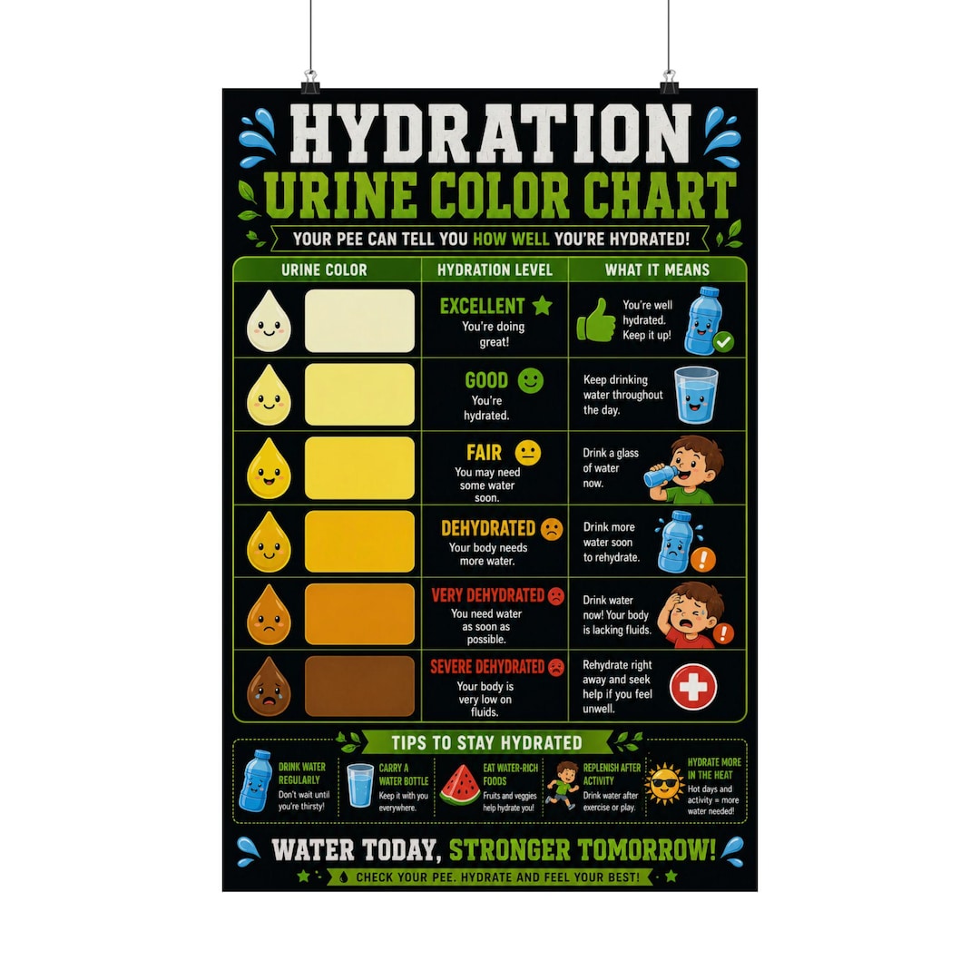 Hydration Urine Color Chart Poster - Etsy