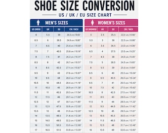 Shoe Size Conversion Chart Poster US UK EU Sizes Matte Vertical Guide