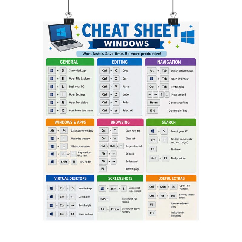 Windows Shortcut Poster - Etsy