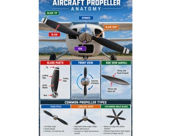 Aircraft Propeller Anatomy Matte Poster Educational Aviation Diagram