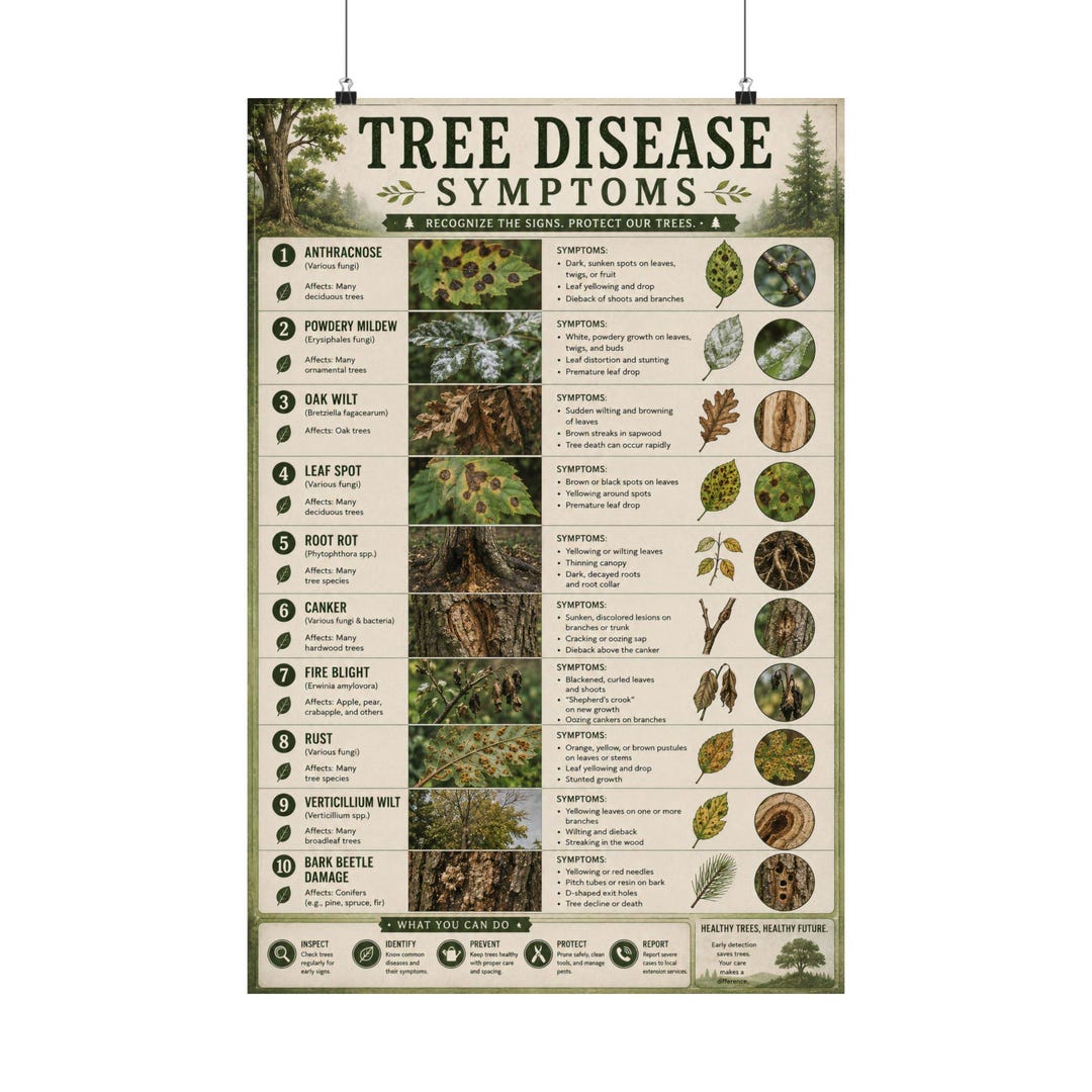 Tree Problems Symtom Tree Disease Symptoms Poster Botanical Identification Chart - Etsy