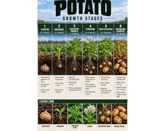 Potato Growth Stages Poster Vertical Botanical Growth Chart