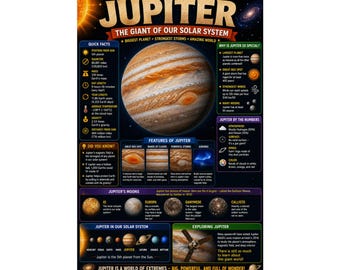 Jupiter Solar System Poster Planet Educational Wall Art
