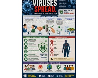 Viruses Spread Infographic Poster Health Awareness Prevention Tips