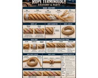 Rope Terminology Anatomy & Parts Poster Nautical Classroom Chart