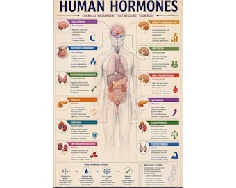 Human Hormones Educational Poster
