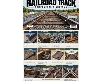 Railroad Track Components and Anatomy Matte Poster Train Tracks Diagram