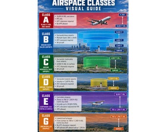 Airspace Classes Visual Guide Poster Vertical Aviation Chart