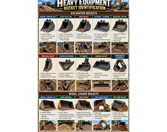 Heavy Equipment Bucket Identification Poster